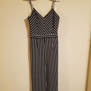Black and white striped jumpsuit